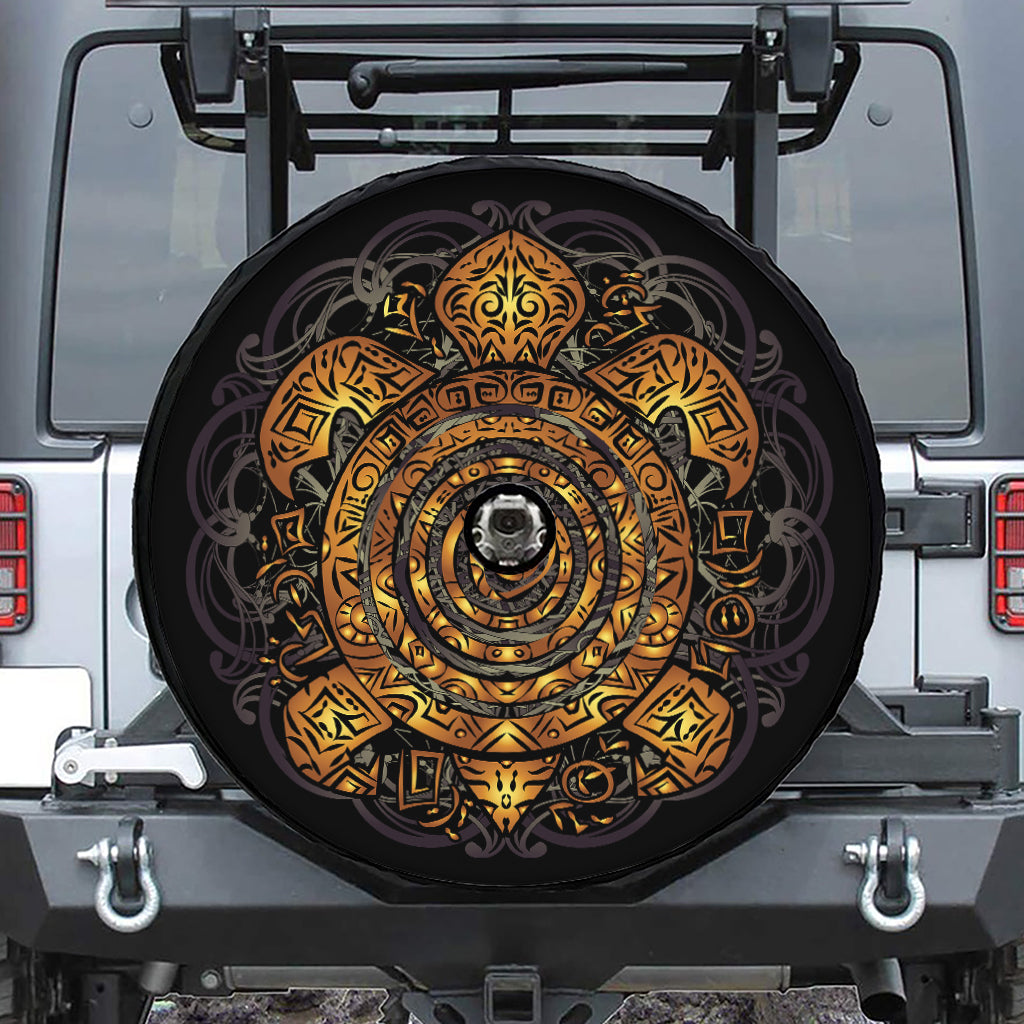 Polynesian Sea Turtle Print Tire Cover With Camera Hole