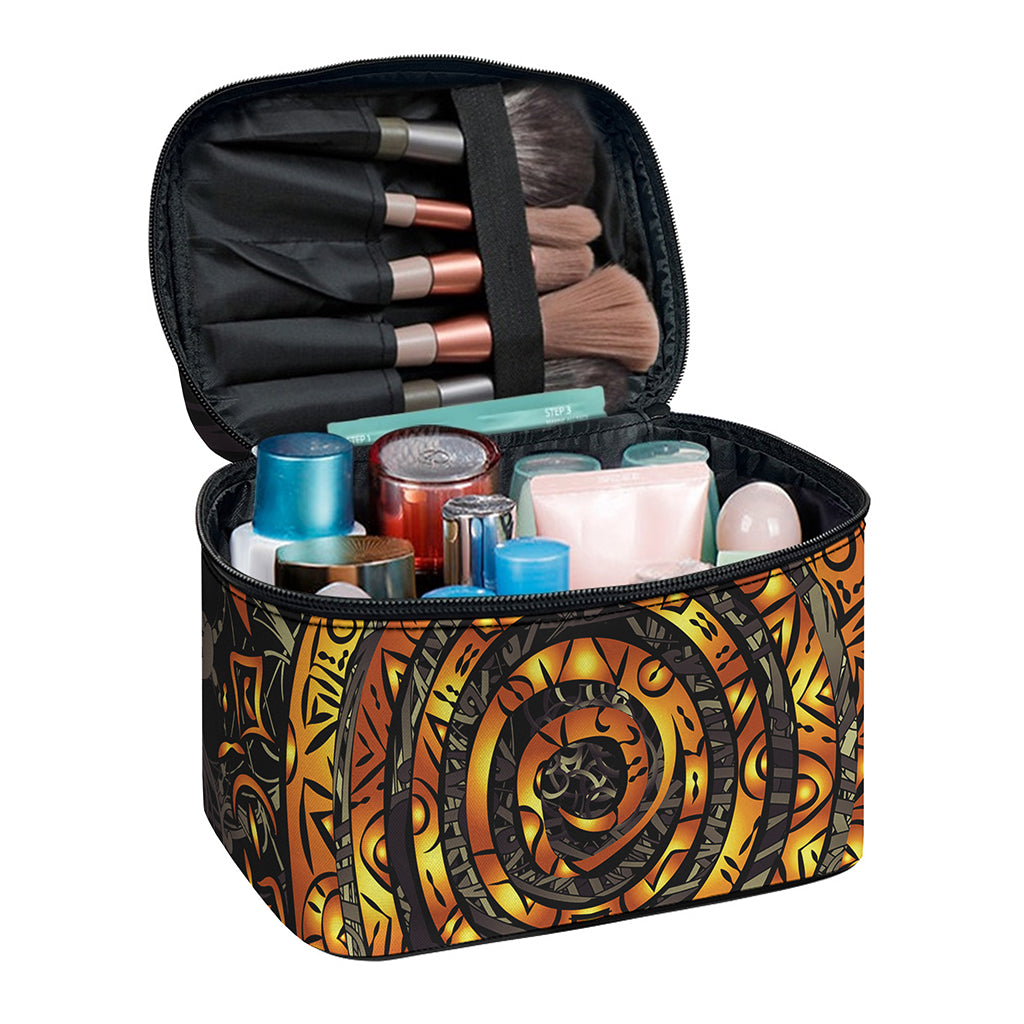 Polynesian Sea Turtle Print Travel Makeup Bag