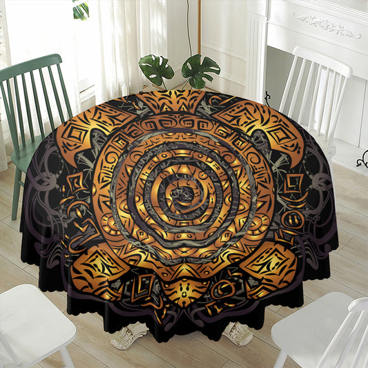 Polynesian Sea Turtle Print Waterproof Round Tablecloth