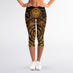 Polynesian Sea Turtle Print Women's Capri Leggings