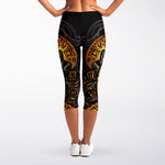 Polynesian Sea Turtle Print Women's Capri Leggings