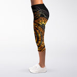 Polynesian Sea Turtle Print Women's Capri Leggings