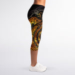 Polynesian Sea Turtle Print Women's Capri Leggings