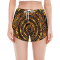 Polynesian Sea Turtle Print Women's Split Running Shorts