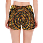 Polynesian Sea Turtle Print Women's Split Running Shorts