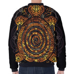 Polynesian Sea Turtle Print Zip Sleeve Bomber Jacket