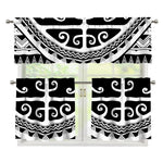 Polynesian Tribal Tattoo Pattern Print 3 Piece Kitchen Curtains
