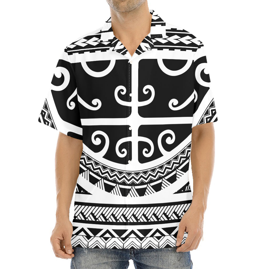 Polynesian Tribal Tattoo Pattern Print Aloha Shirt