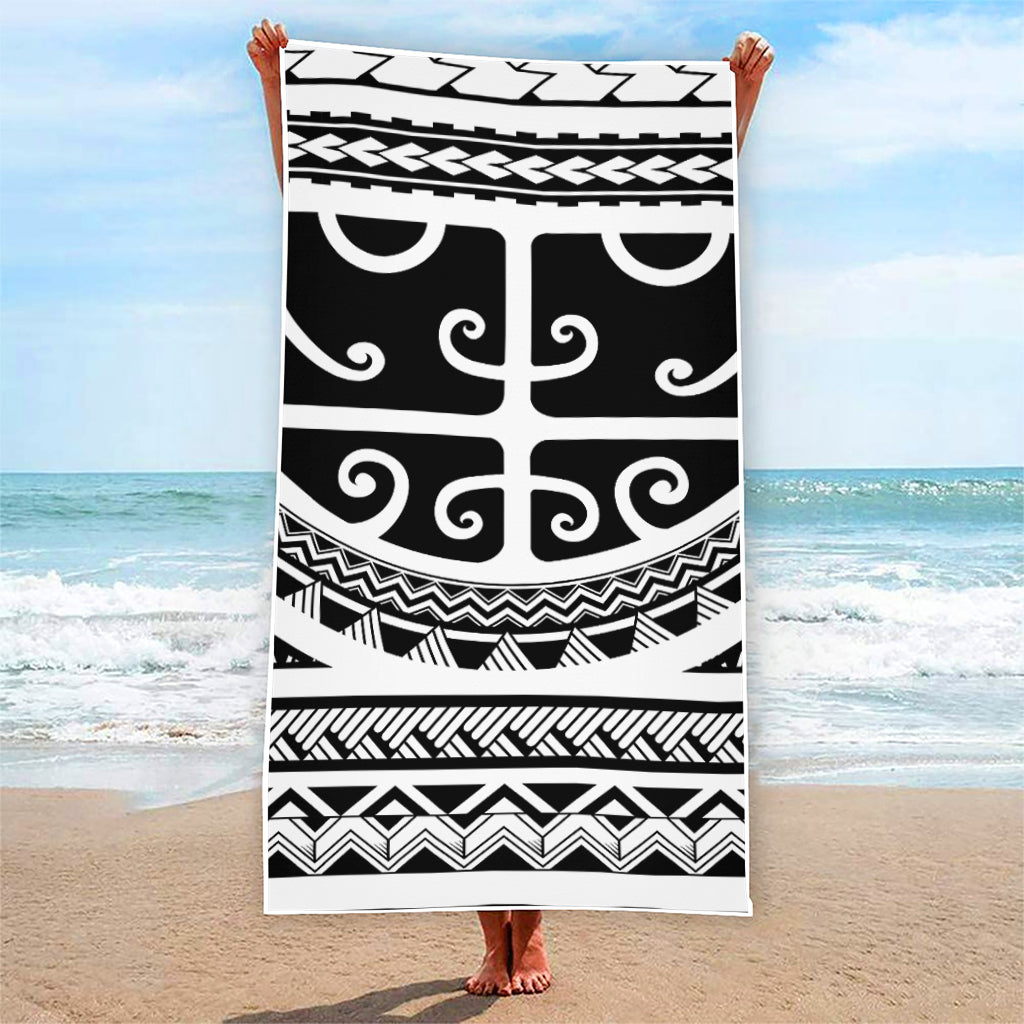 Polynesian Tribal Tattoo Pattern Print Beach Towel