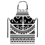 Polynesian Tribal Tattoo Pattern Print Bib Apron With Pocket