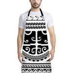 Polynesian Tribal Tattoo Pattern Print Bib Apron With Pocket