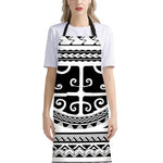 Polynesian Tribal Tattoo Pattern Print Bib Apron With Pocket