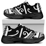 Polynesian Tribal Tattoo Pattern Print Black Chunky Shoes