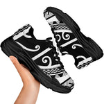 Polynesian Tribal Tattoo Pattern Print Black Chunky Shoes