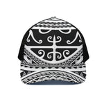 Polynesian Tribal Tattoo Pattern Print Black Mesh Trucker Cap