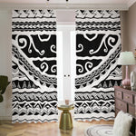 Polynesian Tribal Tattoo Pattern Print Blackout Pencil Pleat Curtains