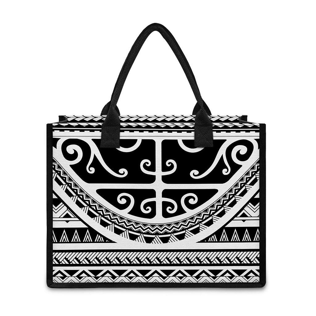Polynesian Tribal Tattoo Pattern Print Canvas Tote Bag