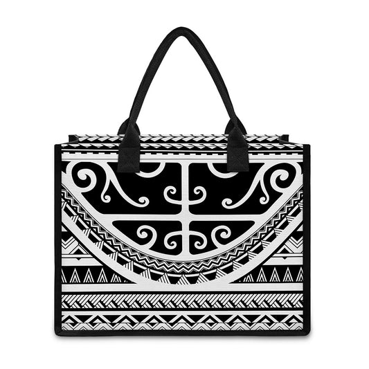 Polynesian Tribal Tattoo Pattern Print Canvas Tote Bag