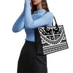 Polynesian Tribal Tattoo Pattern Print Canvas Tote Bag