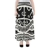 Polynesian Tribal Tattoo Pattern Print Chiffon Maxi Skirt