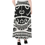 Polynesian Tribal Tattoo Pattern Print Chiffon Maxi Skirt