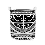Polynesian Tribal Tattoo Pattern Print Collapsible Laundry Basket