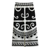 Polynesian Tribal Tattoo Pattern Print Cotton Front Slit Maxi Skirt