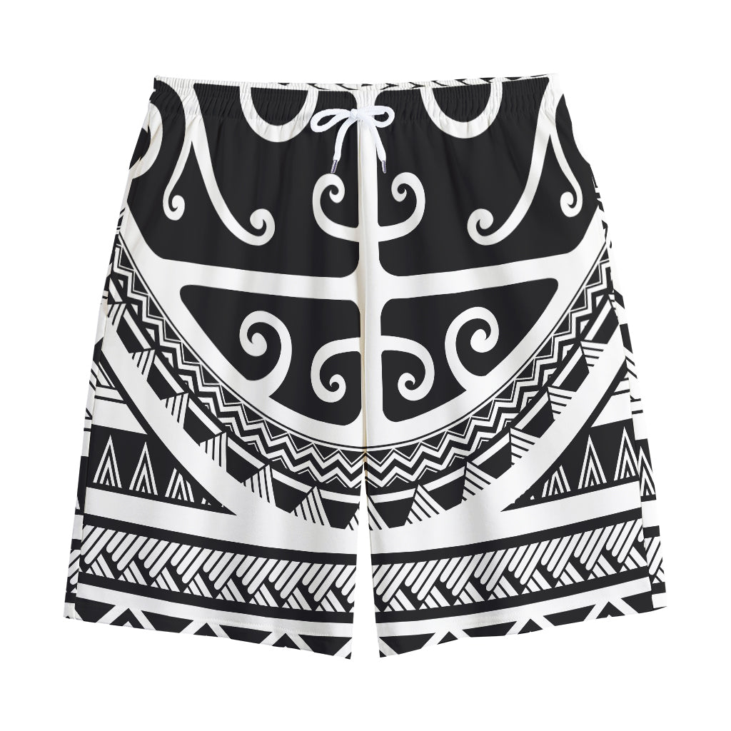 Polynesian Tribal Tattoo Pattern Print Cotton Shorts