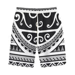 Polynesian Tribal Tattoo Pattern Print Cotton Shorts