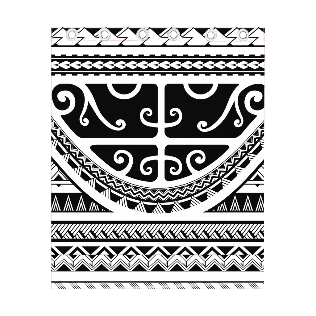 Polynesian Tribal Tattoo Pattern Print Curtain