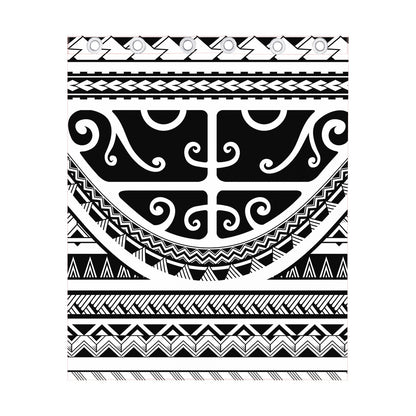 Polynesian Tribal Tattoo Pattern Print Curtain