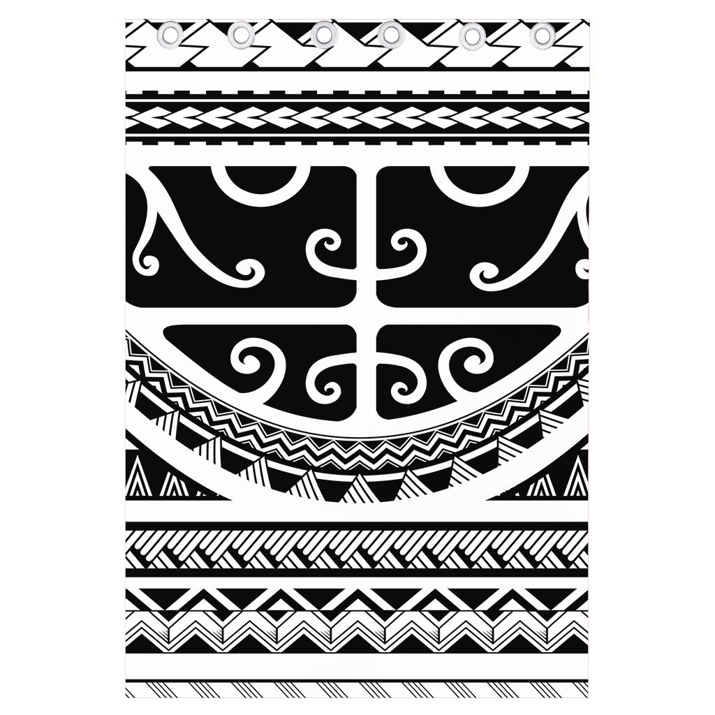 Polynesian Tribal Tattoo Pattern Print Curtain