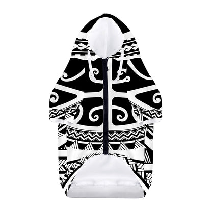 Polynesian Tribal Tattoo Pattern Print Dog Zip Up Hoodie