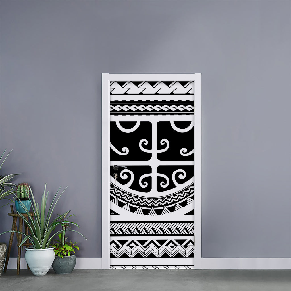 Polynesian Tribal Tattoo Pattern Print Door Sticker