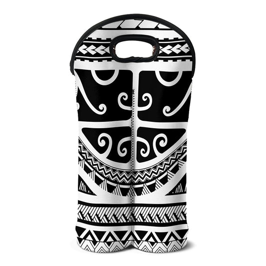 Polynesian Tribal Tattoo Pattern Print Double Neoprene Wine Tote