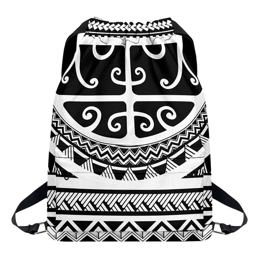 Polynesian Tribal Tattoo Pattern Print Drawstring Backpack