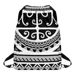 Polynesian Tribal Tattoo Pattern Print Drawstring Backpack