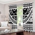 Polynesian Tribal Tattoo Pattern Print Extra Wide Grommet Curtains