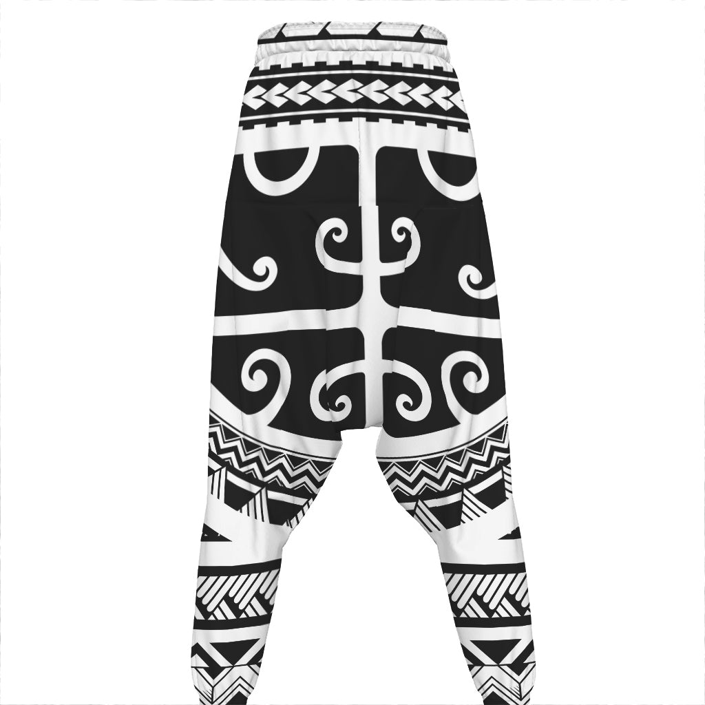 Polynesian Tribal Tattoo Pattern Print Hammer Pants