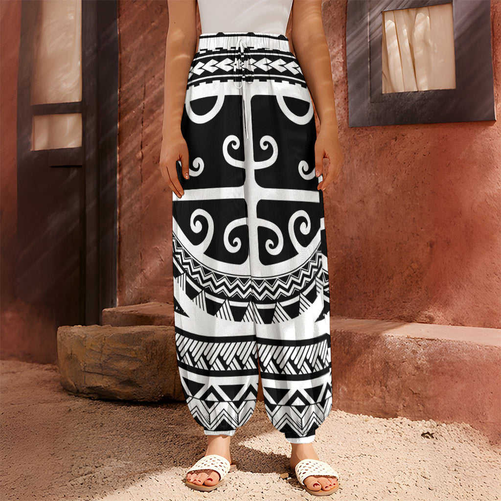 Polynesian Tribal Tattoo Pattern Print Harem Pants