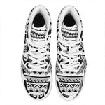 Polynesian Tribal Tattoo Pattern Print High Top Leather Sneakers