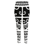 Polynesian Tribal Tattoo Pattern Print High-Waisted Pocket Leggings