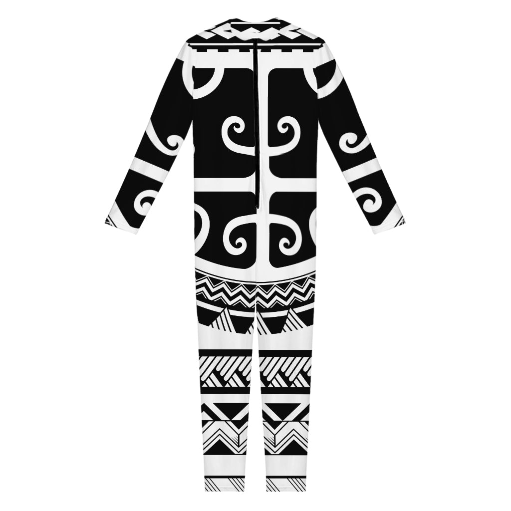 Polynesian Tribal Tattoo Pattern Print Jumpsuit