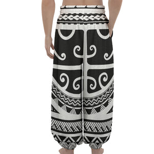 Polynesian Tribal Tattoo Pattern Print Lantern Pants