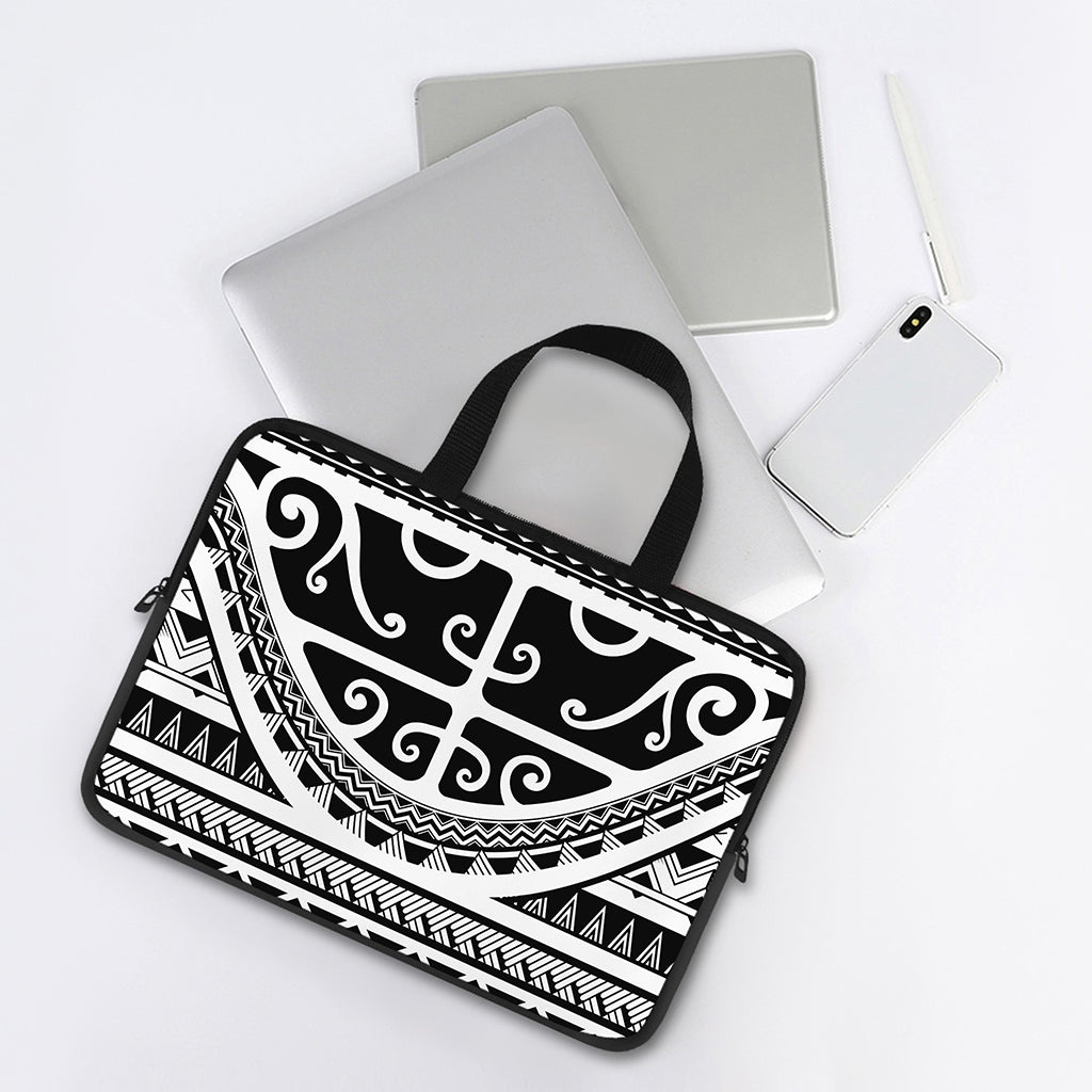 Polynesian Tribal Tattoo Pattern Print Laptop Sleeve With Handle