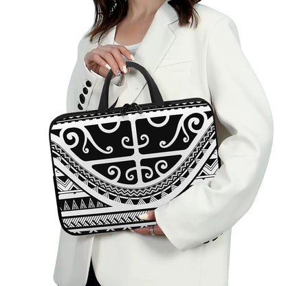 Polynesian Tribal Tattoo Pattern Print Laptop Sleeve With Handle