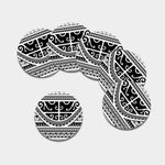 Polynesian Tribal Tattoo Pattern Print Leather Coaster Set