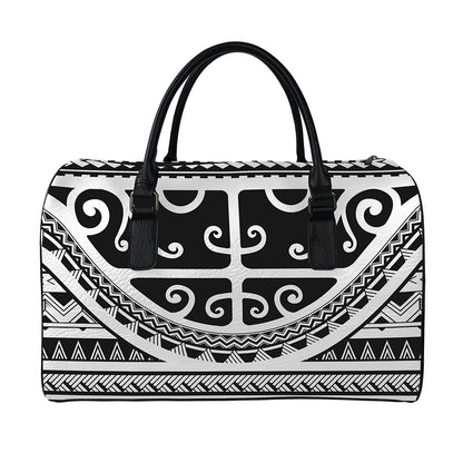Polynesian Tribal Tattoo Pattern Print Leather Duffle Bag