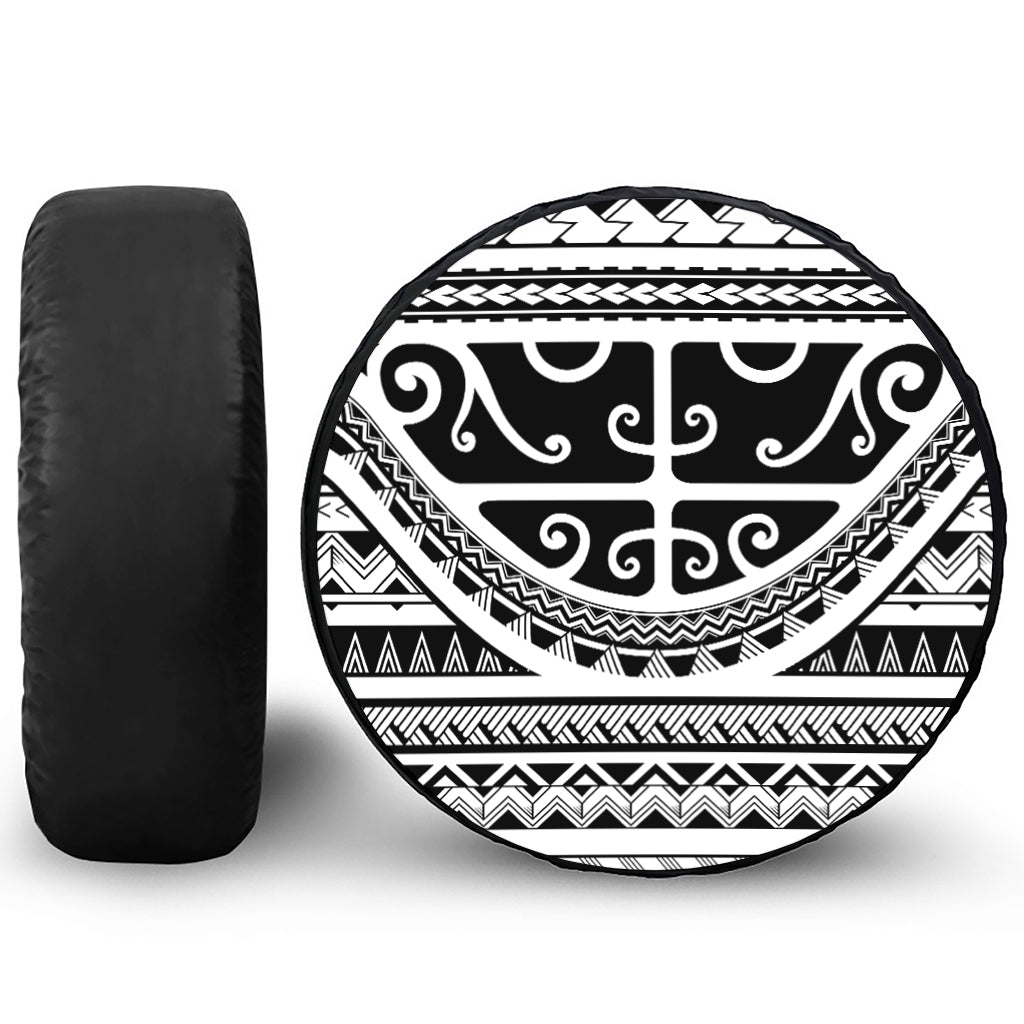 Polynesian Tribal Tattoo Pattern Print Leather Spare Tire Cover