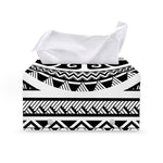 Polynesian Tribal Tattoo Pattern Print Leather Tissue Box Cover